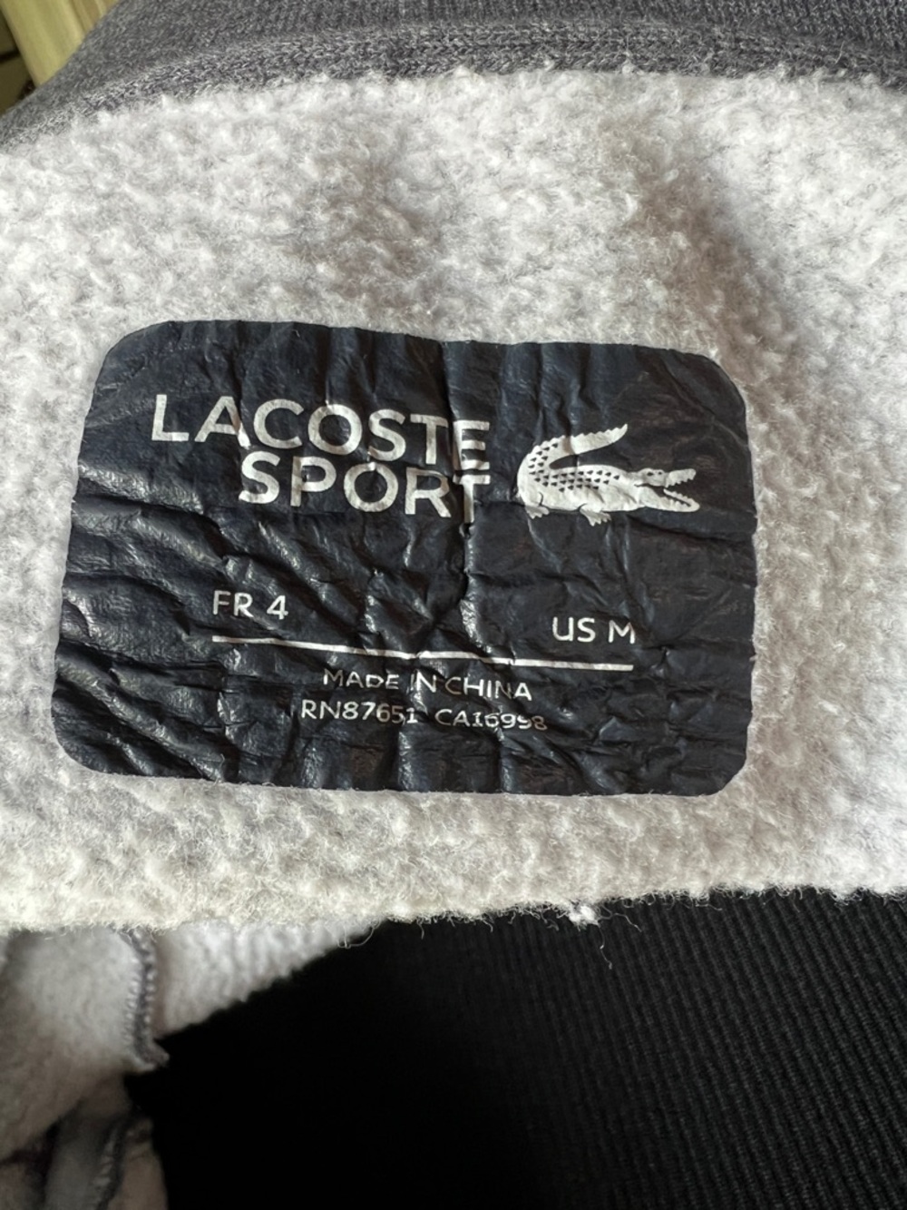 Lacoste Sport Full Zip Fleece Jacket Gray Croc Logo Back Men’s Medium M - Picture 8 of 9
